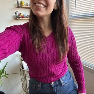 St John’s Bay Hot Pink Cable Knit Sweater